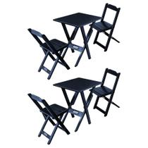 Kit 2 Jogos de Mesa Dobravel Compacta 68x43 Cm com 2 Cadeiras para Restaurante - Preto Kit 2 Jogos de Mesa Dobravel Compacta 68x43 Cm com 2 Cadeiras para Restaurante - Preto