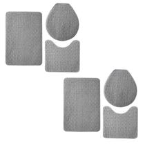 Kit 2 Jogos de Tapetes Banheiro Relevo 3 Peças Prata Oasis