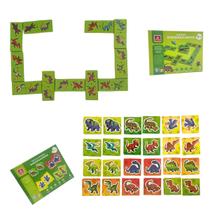 Kit 2 Jogos Dinossauros - Dominó + Jogo Da Memória - Educativos Em Madeira Brincadeira De Criança