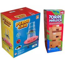 Kit 2 Jogos Educativos Puxou Caiu E Torre Maluca de 39 Peças