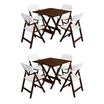 Kit 2 Jogos Mesa Dobrável Elegance 8 Lugares Tampo 8 Ripas Imbuia 70X70CM com Cadeiras Polipropileno Kit 2 Jogos Mesa Dobrável Elegance 8 Lugares Tampo 8 Ripas Imbuia 70X70CM com Cadeiras Polipropileno