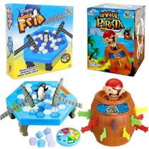 Kit 2 Jogos Pinguim Quebra Gelo e Pula Pirata Infantil Diversão