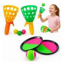 Kit 2 Jogos Raquete Pega Bolinha Brinquedo Ar Livre Férias Kit 2 Jogos Raquete Pega Bolinha Brinquedo Ar Livre Férias