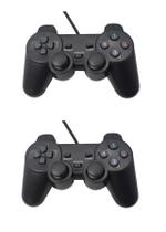 Kit 2 Joystick Controle Para Pc Gamer Jogos Vibração Dual Shock Usb Com Fio
