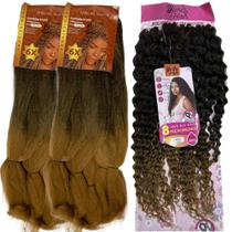 Kit 2 Jumbo E Cabelo Cacheado Orgânico Gypsy Braids + Aneis