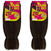 Kit 2 Jumbos Ser Mulher Para Tranças Box Braids Cabelo Para Penteados 420 Gramas 130 cm Fibra
