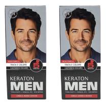Kit 2 Keraton Men Castanho Escuro Trata e Colore - Kert