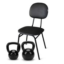 Kit 2 kettlebells 8kg cadeira de exercícios fitness para musculação, treino funcional, condicionamento físico e uso em casa completo