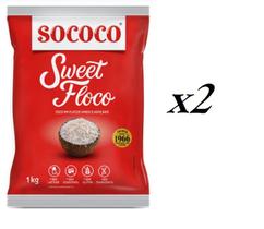 Kit 2 kilos Coco Ralado Sococo Sweet Floco úmido e adoçado Kit 2 kilos Coco Ralado Sococo Sweet Floco úmido e adoçado