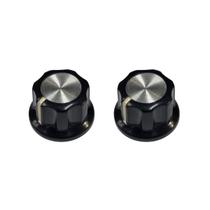 Kit 2 Knob Preto Estriado Abs Topo Aluminio Escovado