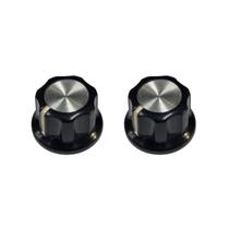 Kit 2 Knob Preto Estriado Abs Topo Aluminio Escovado