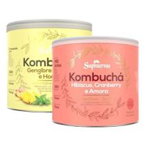 Kit 2 Kombuchá em pó solúvel Chá Verde Fermentado Sabor Hibisco e Gengibre 400gr Supraervas