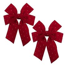 Kit 2 Laços Veludo Vermelho 12cm Enfeite Árvore De Natal Kit 2 Laços Veludo Vermelho 12cm Enfeite Árvore De Natal