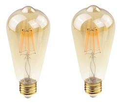 Kit 2 Lampada Filamento Retro Led 4W Ambar St64 Decorativa