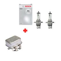 Kit 2 Lampada H4 100/90W 12V + Relé Farol Duplo 40 Amp 12V