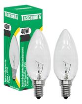 Kit 2 Lâmpada Incandescente 40w Vela Lisa E14 2700k - 127v