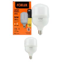 Kit 2 Lâmpada LED Alta Potência Foxlux 50W 3000K Branco Quente E27 4.000lm Bivolt Luz de Conforto, Salas, Áreas Gourmet, Ambientes Grandes