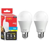 Kit 2 Lâmpada Led Bulbo A60 15W E27 3000K Luz Amarela