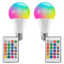 KIT 2 Lâmpada Led Rgb 16 Cores 10w Bivolt E27 Com Controle Remoto KIT 2 Lâmpada Led Rgb 16 Cores 10w Bivolt E27 Com Controle Remoto