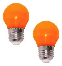 Kit 2 Lâmpadas Bolinha G45 3w Bivolt E27 Ip44 Laranja Laranja