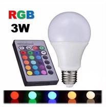 Kit 2 Lâmpadas Coloridas Led Rgb 3 Bulbo Bivolt E27 com Controle Remoto - lampada