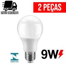 Kit 2 Lâmpadas de Led 9w Bulbo Bivolt Branco Frio 6500K para Casa e Comércio