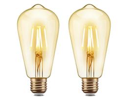 Kit 2 Lâmpadas Filamento De Led St64 Retro Vintage E27 Bivolt Ambar Branco Quente