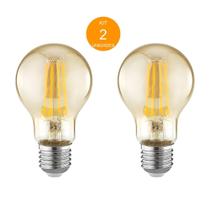 Kit 2 Lâmpadas Filamento Led A60 4w Retrô Decorativas Vintage Âmbar Branco Quente 2300k - UltraLuz Kit 2 Lâmpadas Filamento Led A60 4w Retrô Decorativas Vintage Âmbar Branco Quente 2300k - UltraLuz