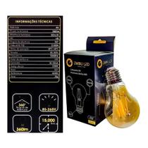Kit 2 Lâmpadas Filamento Led Âmbar A60 4w Branco Quente Bivolt