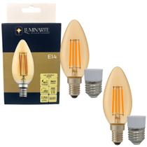 Kit 2 Lâmpadas Filamento LED C35 Decorativa Retrô Vintage Âmbar Bivolt Luminarte