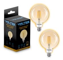 Kit 2 Lâmpadas Filamento Led G80 Retro Âmbar Volter Amarela Kit 2 Lâmpadas Filamento Led G80 Retro Âmbar Volter Amarela