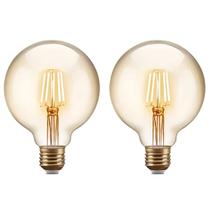 Kit 2 Lâmpadas Filamento LED G95 Decorativa Retrô Vintage Âmbar Bivolt VRS