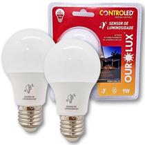 Kit 2 Lâmpadas Inteligente Sensor Luminosidade 6500K 9W E27