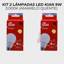 Kit 2 Lâmpadas Led 9W 3.000K Kian