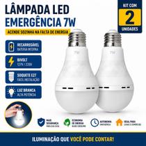 Kit 2 Lâmpadas LED Emergência Recarregável Acendimento Automático Falta de Luz Kit 2 Lâmpadas LED Emergência Recarregável Acendimento Automático Falta de Luz