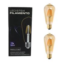 Kit 2 Lâmpadas Led Filamento ST64 4W 2200K Retrô Vintage Delis