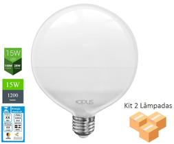 Kit 2 Lâmpadas LED G120 E27 2700K 15W Bivolt - Opus