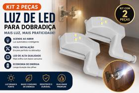 Kit 2 Lâmpadas LED para Dobradiça de Armário com Sensor Automático Luz Interna Guarda-Roupa Kit 2 Lâmpadas LED para Dobradiça de Armário com Sensor Automático Luz Interna Guarda-Roupa