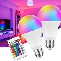 Kit 2 Lâmpadas Led Rgbw Com 16 Cores 7W Decoração Casa