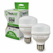 Kit 2 Lâmpadas Led Super Bulbo 50w Alta Potência Bivolt Branco Frio- Techluz