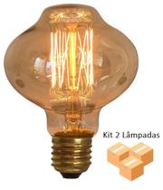 Kit 2 Lâmpadas Retrô Decorativa Vintage Thomas Edison L80