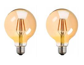 Kit 2 Lâmpadas Vintage Filamento Led Globo Âmbar Bivolt G95 Kit 2 Lâmpadas Vintage Filamento Led Globo Âmbar Bivolt G95