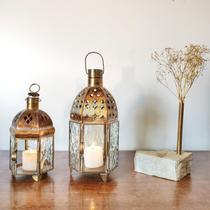 Kit 2 Lamparina Porta Vela Luminaria Marroquina Castiçal