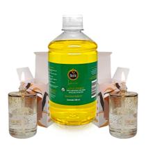 Kit 2 Lamparina Sonhos Dourados + 500 ml Fluido Citronela