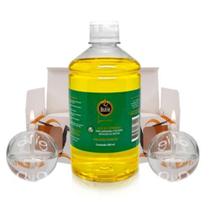 Kit 2 Lamparinas Decorativa Bola Incolor + 0,5L De Citronela