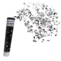 Kit 2 Lança Confete Metalizado 30cm Estrela ou Retângulo Festa Estouro - PRATA