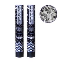 Kit 2 Lança Confetes Tubo Chuva de Prata e Ouro Kids Popper