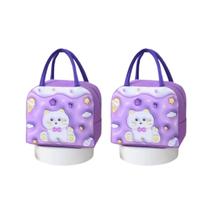 Kit 2 Lancheira Escolar Iguais De Desenho Animado Infantil Bolsa Portátil De Linha Premium