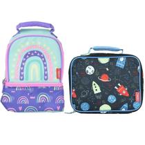 Kit 2 Lancheiras Térmica Arco-íris e Astronauta