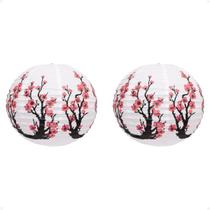 Kit 2 Lanterna Japonesa Papel 40 cm Branca Sakura Vermelha Kit 2 Lanterna Japonesa Papel 40 cm Branca Sakura Vermelha